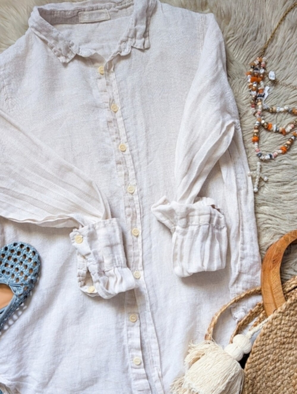 EUC CP Shades Button Down Linen Shirt in Cream